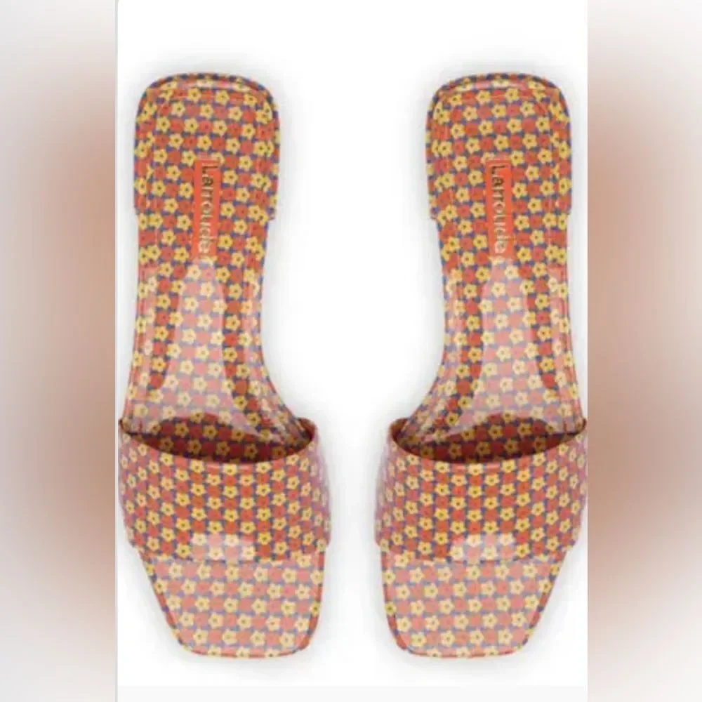 Larroude Floral Sandals - Red and Yellow